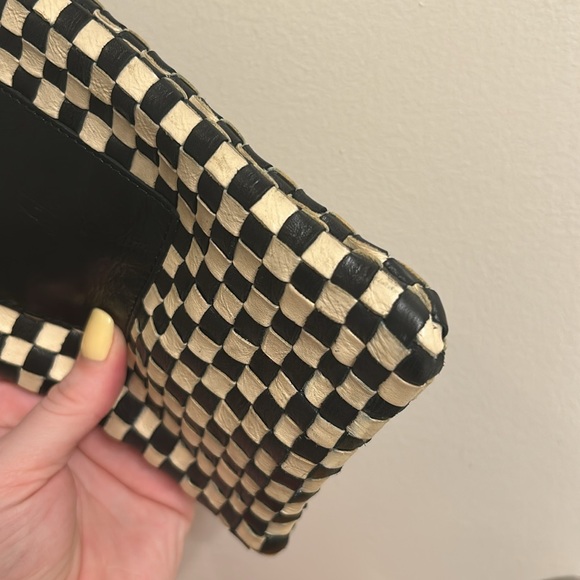 Clare V Poche Leather Woven Checkered Black/Cream Crossbody Bag 🏁 - Picture 12 of 12